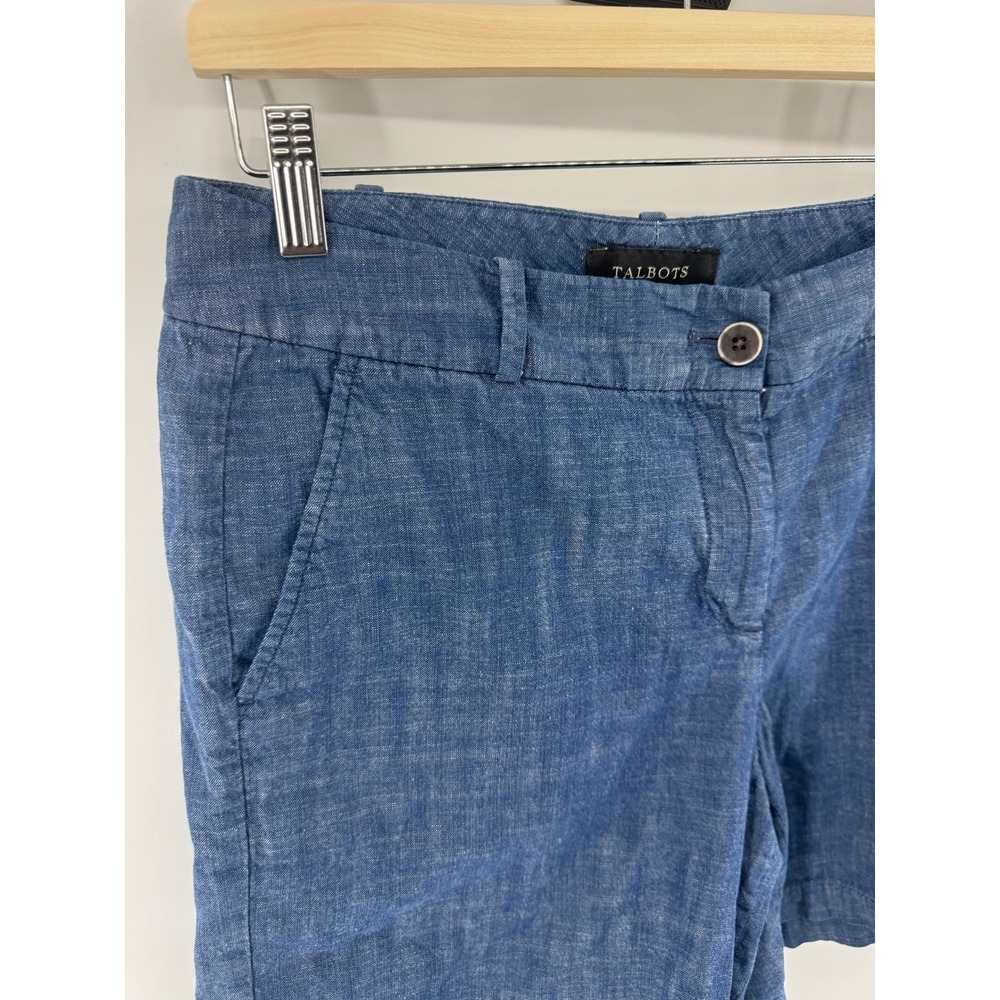 Talbots Womens Blue 100% Cotton Denim Look Shorts Size 10 Casual Summer Classic - Picture 2 of 5